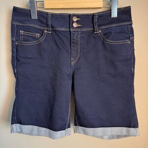 Wax Jean Butt I Love You Women's Dark Wash Denim Bermuda Shorts Blue Large Retro